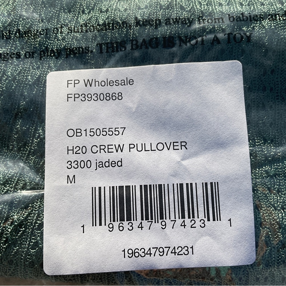 NWT Free People H2O Crew Pullover Open Stitch Knit Top Green Medium OB1505557 - Picture 6 of 11